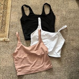 Women’s Scoop Neck Tank Crop Top - Black, White, Blush | Size M